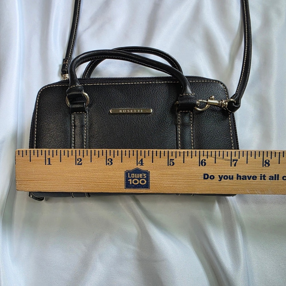 Vintage Rosetti Black Organizer Crossbody Bag Wallet Calculator Mirror retro - Picture 16 of 16